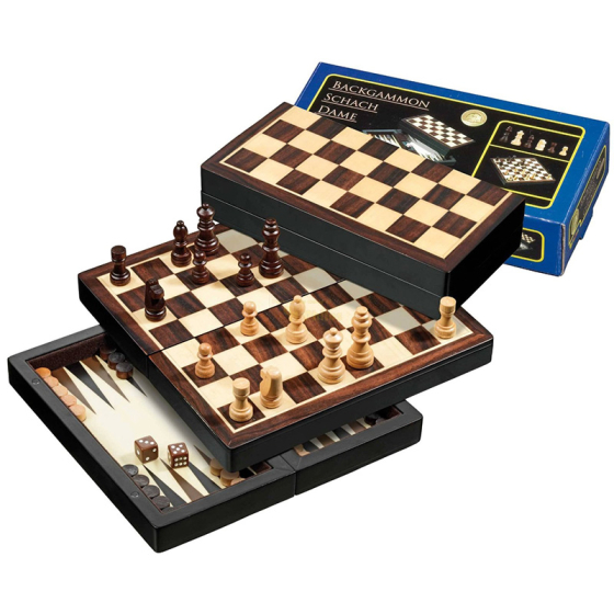 Philos Reise-Schach-Backgammon-Dame-Set, magnetisch