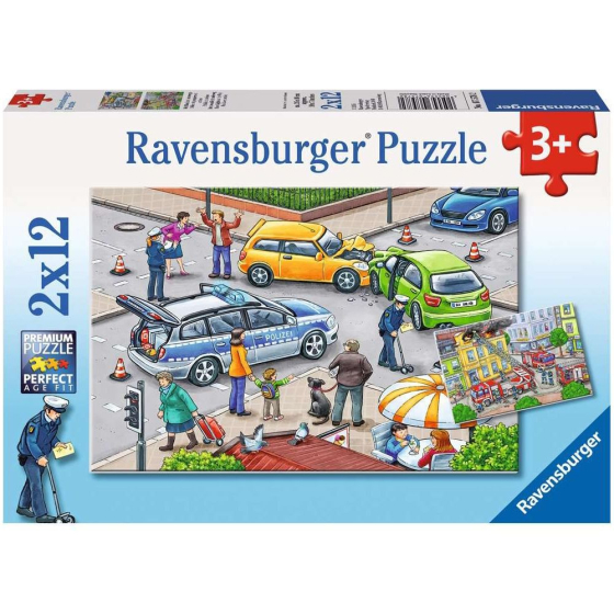 Puzzle Mit Blaulicht unterwegs, 2 x 12 Teile