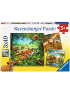 Puzzle Tiere der Erde, 3 x 49 Teile