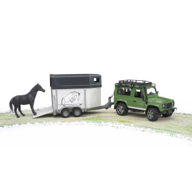 Bruder Land Rover Defender Station Wagon mit Pferdeanhänger & Pferd