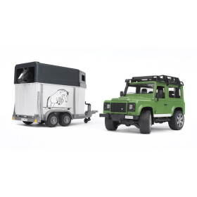 Bruder Land Rover Defender Station Wagon mit Pferdeanhänger & Pferd