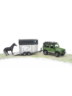 Bruder Land Rover Defender Station Wagon mit Pferdeanhänger & Pferd