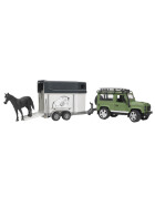 Bruder Land Rover Defender Station Wagon mit Pferdeanhänger & Pferd