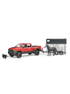 Bruder RAM 2500 Power Wagon mit Pferdanhänger & Pferd