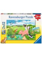 Puzzle Tierkinder auf dem Land, 2 x 12 Teile