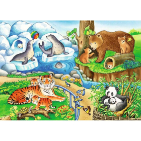 Puzzle Tiere im Zoo. 2 x 12 Teie