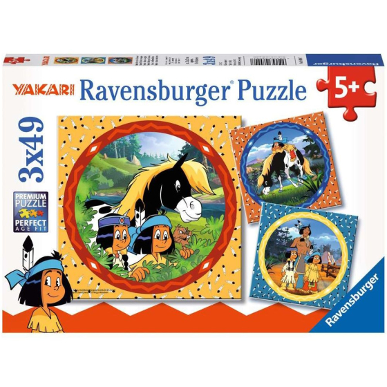 Puzzle Yakari, der tapfere Indianer, 3 x 49 Teile