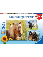 Puzzle Liebe Pferde, 3 x 49 Teile