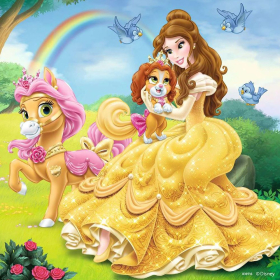 Puzzle Palace Pets - Belle, Cinderella und Rapunzel, 3 x 49 Teile