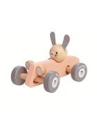 PlanToys Hase im rosa Rennwagen