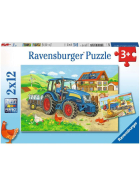 Puzzle Baustelle und Bauernhof, 2 x 12 Teile