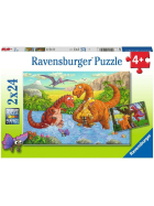 Puzzle Spielende Dinos, 2 x 24 Teile