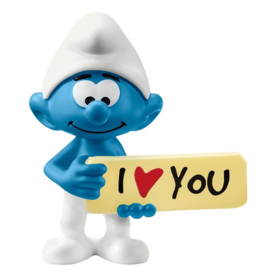 Schleich Schlumpf mit I Love you Schild