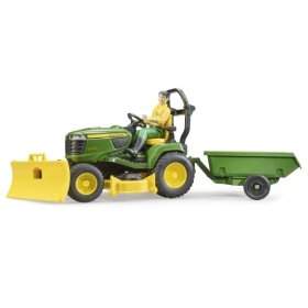 Bruder bworld John Deere Rasentraktor mit Anhänger & Gärtner