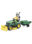 Bruder bworld John Deere Rasentraktor mit Anhänger & Gärtner