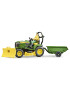 Bruder bworld John Deere Rasentraktor mit Anhänger & Gärtner