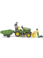 Bruder bworld John Deere Rasentraktor mit Anhänger & Gärtner