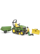 Bruder bworld John Deere Rasentraktor mit Anhänger & Gärtner