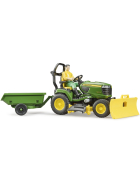 Bruder bworld John Deere Rasentraktor mit Anhänger & Gärtner