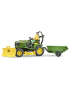 Bruder bworld John Deere Rasentraktor mit Anhänger & Gartner