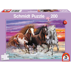 Puzzle Wildes Pferde-Trio, 200 Teile