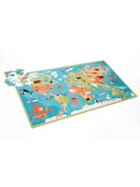 Puzzle Weltkarte mit Tieren, 100 Teile