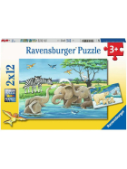 Puzzle Tierkinder aus aller Welt, 2 x 12 Teile