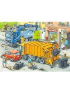 Puzzle Müllabfuhr und Abschleppwagen, 2 x 24 Teile