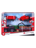 Bburago Traktoren Set Massey Ferguson mit Anhänger