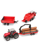 Bburago Traktoren Set Massey Ferguson mit Anhänger