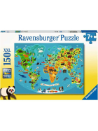 Puzzle Tierische Weltkarte, 150 Teile