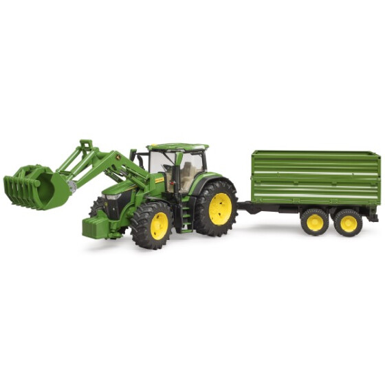 Bruder John Deere 7R 350 mit Frontlader & Tandemachstransportanghänger