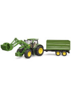 Bruder John Deere 7R 350 mit Frontlader & Tandemachstransportanghänger