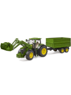 Bruder John Deere 7R 350 mit Frontlader & Tandemachstransportanhänger