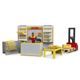 Bruder bworld DHL Paketshop mit Handhubstapler & Figur