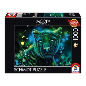 Puzzle Neon Blau grüner Panther, 1000 Teile