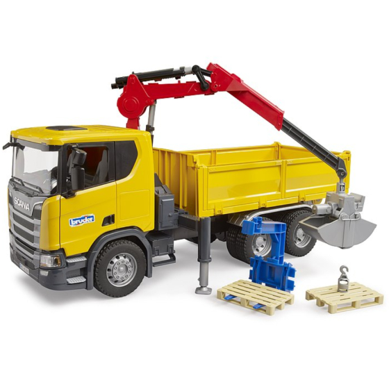 Bruder Scania Super 560R Baustellen-LKW mit Kran & Paletten