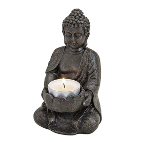 Buddha mit Teelichhalter, 14 cm