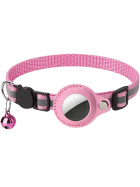 AirTag Halsband Nylon mit Reflektor, pink