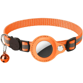 AirTag Halsband Nylon mit Reflektor, orange