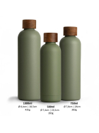 T&N Trinkflasche Edelstahl Wood Edition, 1000 ml, Olive Green