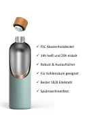 T&N Trinkflasche Edelstahl Wood Edition, 1000 ml, Aqua Turquoise