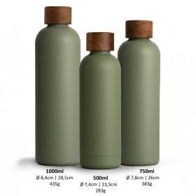 T&N Trinkflasche Edelstahl Wood Edition, 750 ml, Olive Green