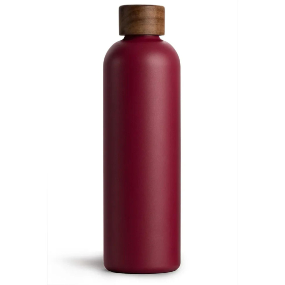 T&N Trinkflasche Edelstahl Wood Edition, 1000 ml, Berry Red