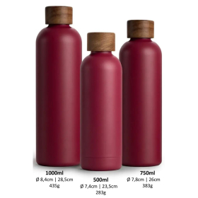 T&N Trinkflasche Edelstahl Wood Edition, 1000 ml, Berry Red