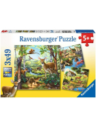 Puzzle Wald-, Zoo-, Haustiere, 3 x 49 Teile