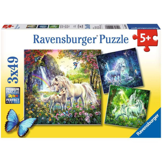 Puzzle Schöne Einhörner, 3 x 49 Teile