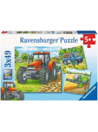 Puzzle Grosse Landmaschinen, 3 x 49 Teile