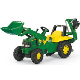 RollyToys Junior Trettraktor John Deere mit Frontlader & Heckbagger